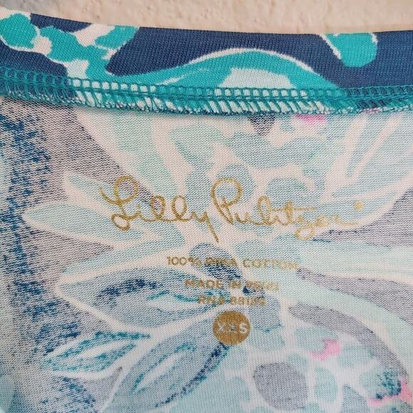 Lilly Pulitzer Preston Top Tidal Wave In The Details T-Shirt Sz XXS - Picture 5 of 8